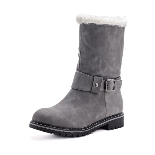 Pogolino Damen Stiefel warm gefüttert Stiefeletten Boots Winter Herbst ST8 Grau 41 von Pogolino