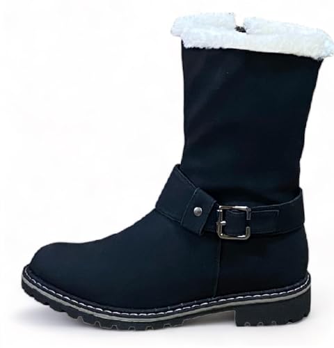 Pogolino Damen Stiefel warm gefüttert Stiefeletten Boots Winter Herbst ST8 Schwarz 37 von Pogolino