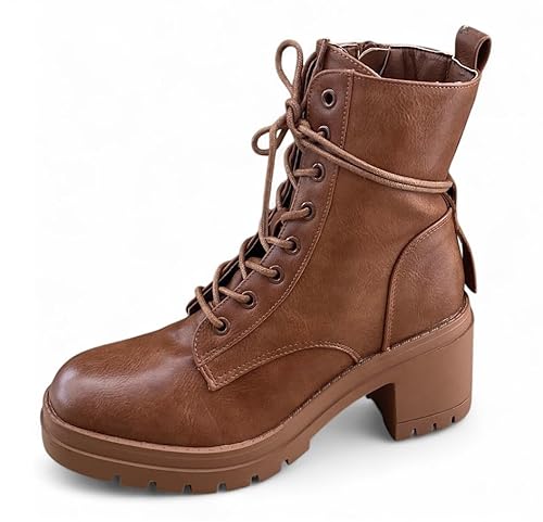Pogolino Damen Stiefeletten Absatz Schnürstiefel leicht gefüttert Stiefel 8959 (braun 39) von Pogolino