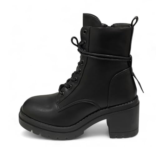 Pogolino Damen Stiefeletten Absatz Schnürstiefel leicht gefüttert Stiefel 8959 (schwarz 36) von Pogolino