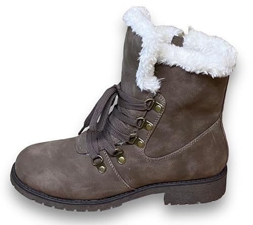 Pogolino Damen Stiefeletten Boots warm gefüttert Schnürstiefeletten Outdoor Winter Stiefel Schuhe ST803 Braun 41 von Pogolino