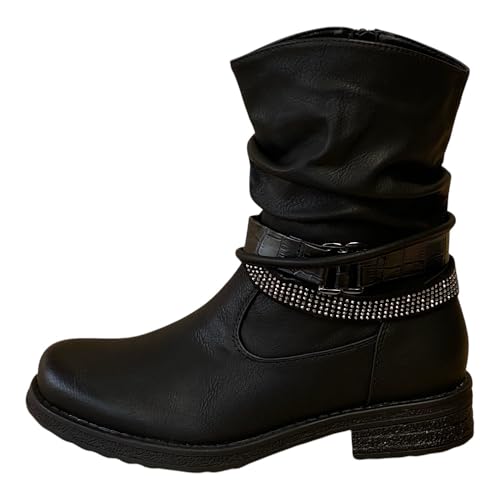 Pogolino Damen Stiefeletten Nieten Biker Boots Glitzer Stiefel leicht gefüttert 1573 Schwarz 38 Pogolino Damen Stiefeletten Nieten Biker Boots Glitzer Stiefel leicht gefüttert 1573 Schwarz 38 von Pogolino