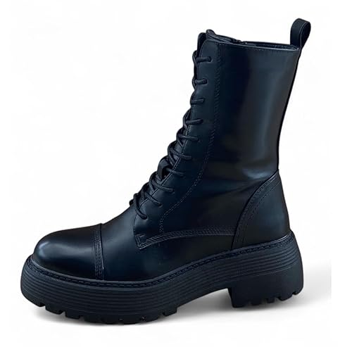 Pogolino Damen Stiefeletten Schnürstiefel leicht gefüttert Boots Stiefel 8933 (schwarz 37) von Pogolino