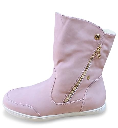 Pogolino Damen Stiefeletten warm gefüttert - Stiefel Boots mit Reißverschluss - Schuhe Winter Schneeschuhe Outdoor Women - ST854 Rosa 41 von Pogolino