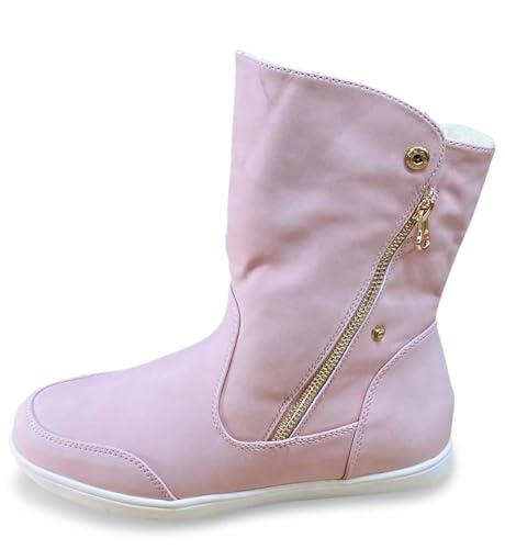 Pogolino Damen Stiefeletten warm gefüttert - Stiefel Boots mit Reißverschluss - Schuhe Winter Schneeschuhe Outdoor Women - ST854 Rosa 41 von Pogolino
