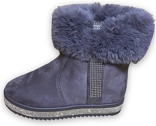 Pogolino Damen Stiefeletten warm gefüttert Winter Boots Glitzer Schnee Schuhe Mädchen B51 Grau 36 von Pogolino