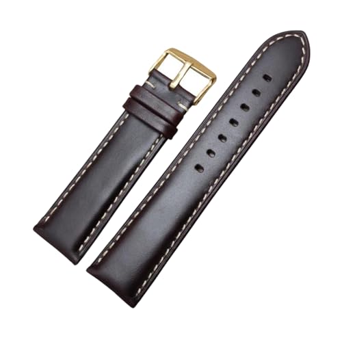 PohUy 18/19/20/21/22/24mm Schwarz/Dunkelbraunes Echtleder-Uhrenarmband für Herren und Damen, polierte Dornschließe, bequemes Uhrenarmband von PohUy