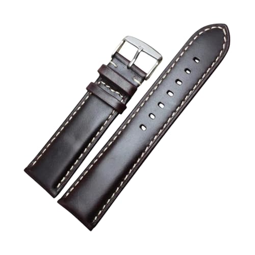 PohUy 18/19/20/21/22/24mm Schwarz/Dunkelbraunes Echtleder-Uhrenarmband für Herren und Damen, polierte Dornschließe, bequemes Uhrenarmband von PohUy