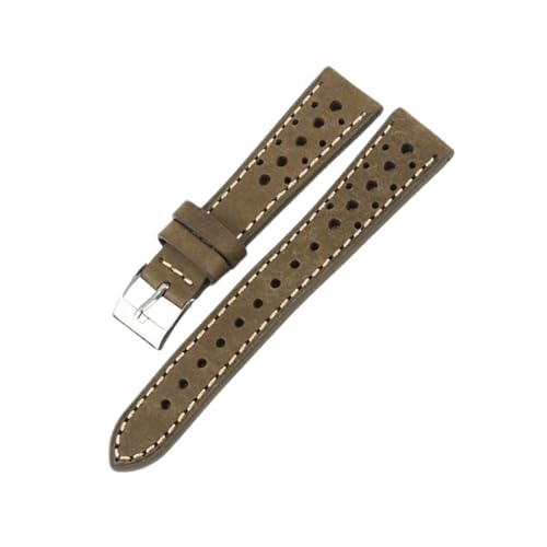 PohUy 18/19/20/21/22mm poröses handgefertigtes Rindsleder-Armband, Vintage, atmungsaktiv, Quarzuhr-Zubehör von PohUy