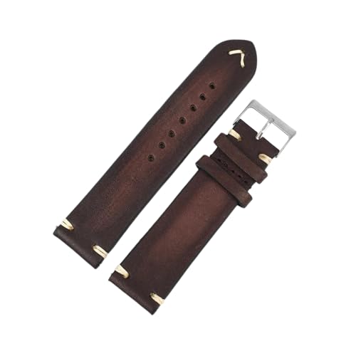 PohUy 18mm/20mm/22mm/24mm Dornschließe aus Edelstahl mit Litschi-Maserung, Rindsleder-Ersatzarmband für analoge Uhren von PohUy
