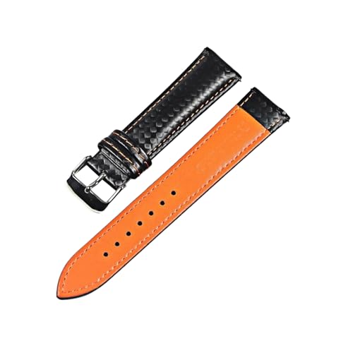 PohUy 18mm/20mm/22mm farbiges Nähgarn, echtes Leder-Armband, simulierte Kohlefaser-Textur, Schnellverschluss-Uhrenarmband von PohUy