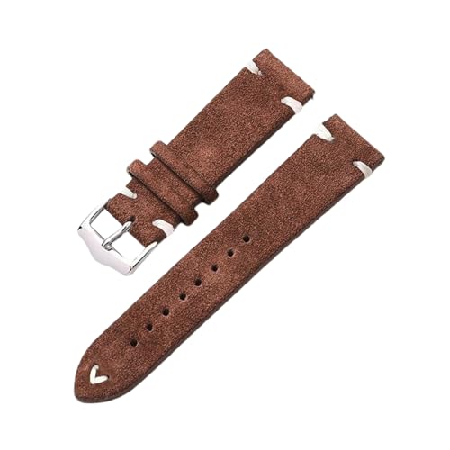 PohUy 20mm/22mm farbiges, hautfreundliches Wildleder-Uhrenarmband mit weißem Nähgarn für Smartwatch von PohUy