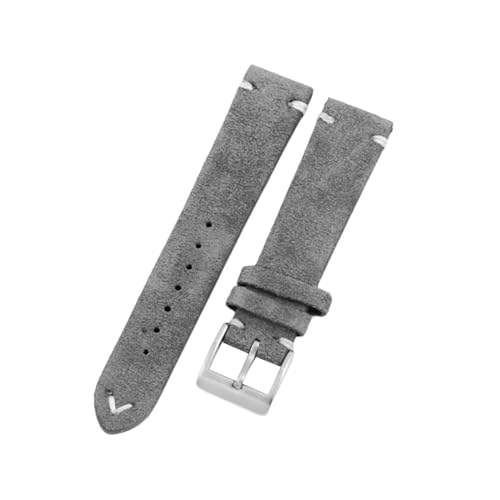 PohUy 20mm graues Wildleder, handgefertigt, Vintage-Armband mit Schnellverschluss, Ersatz für mechanische Uhren von PohUy