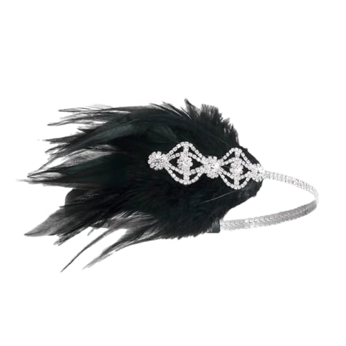 20S Vintage Party Flapper Stirnband Perle Halskette Handschuh 1920S Kopfbedeckung Frauen Zubehör Set black1 von Pohullan