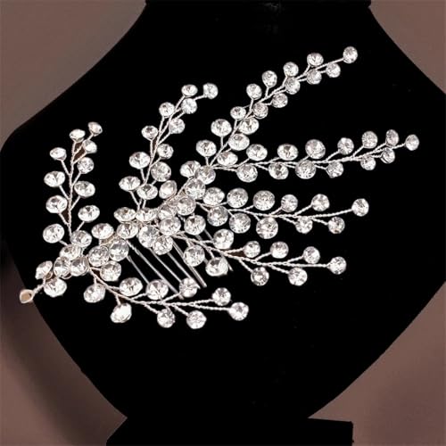 Brautkamm Gold-Silber Haarschmuck Hochzeit Kopfschmuck Strass Haarspangen Damen Tiara DZ227-S von Pohullan