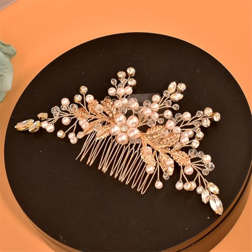 Brautkamm Gold Silber Haarschmuck Hochzeit Kopfschmuck Strass Haarspangen Damen Tiara DZ230-G von Pohullan