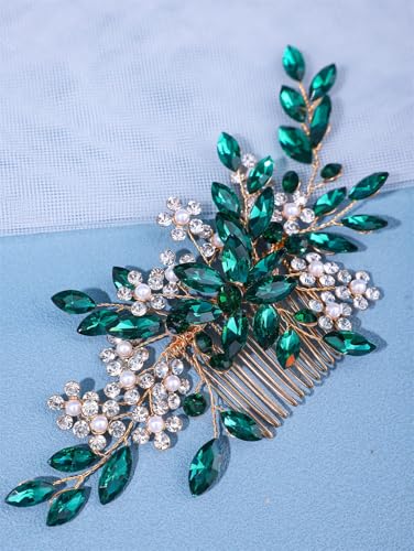 Damen Perlen Haarkamm Strass Blume Haarnadel Braut Hochzeit Stirnband Tiara Kamm Pin Zubehör EN8 von Pohullan