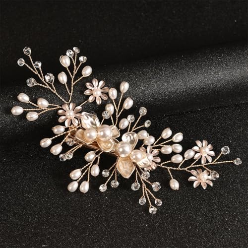 Hochzeits-Haarnadeln für Braut, Perlen-Haarspangen, Blumen-Kopfschmuck, Zubehör, Verlobung, Party, Haarschmuck G15 von Pohullan