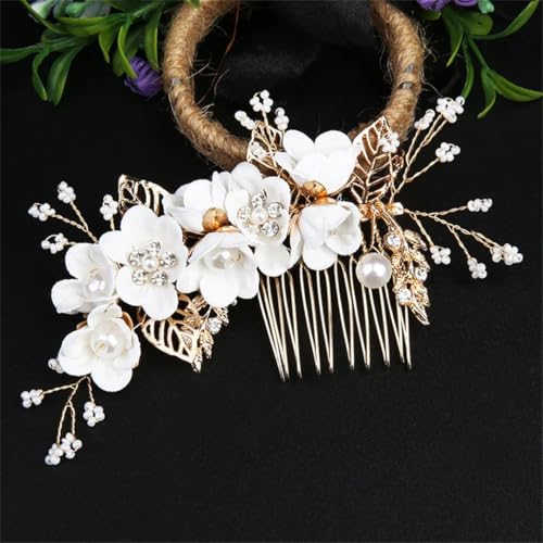 Perlen-Blumen-Haarkamm, handgefertigt, Hochzeitszubehör, Vintage-Kopfschmuck, Strass, Haarschmuck, 3 Haarkämme Perlen-Blumen-Haarkamm, handgefertigt, Hochzeitszubehör, Vintage-Kopfschmuck, Strass, Haarschmuck, 3 Haarkämme von Pohullan