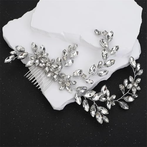 Silberner Strass Braut Stirnband Haarkamm Handamde Hochzeit Haarschmuck Party Kopfschmuck Tiaras Silber von Pohullan