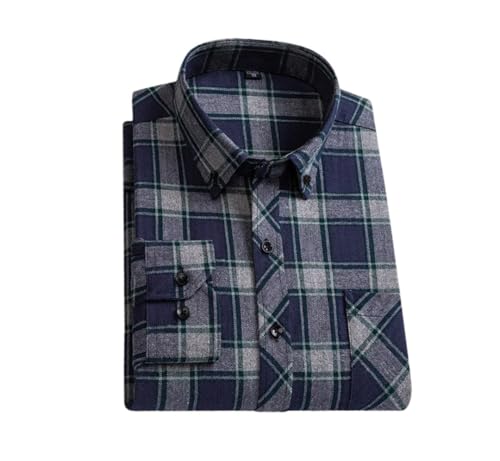 Pohullan Smart Dress Shirts für Herren, klassisches Karomuster, langärmelig, Knopfleiste, Vordertasche, Freizeithemd, C12, XXXXX-Large von Pohullan