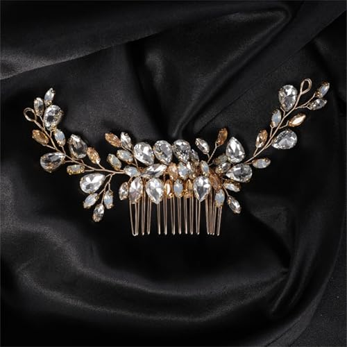 Strass Braut Haarkamm Hochzeit Accessoires Kopfschmuck Brautjungfer Party Kopfschmuck Haar Tiara Gold von Pohullan