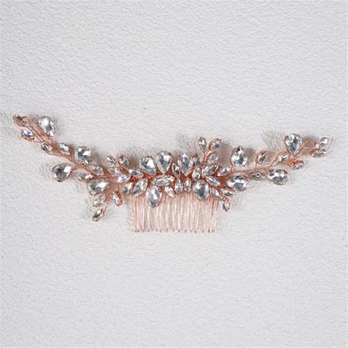 Strass Braut Haarkamm Hochzeit Accessoires Kopfschmuck Brautjungfer Party Kopfschmuck Haar Tiara Rose Gold von Pohullan