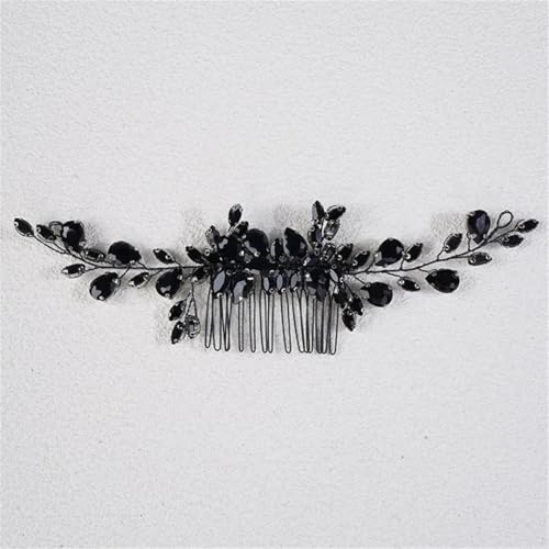 Strass Braut Haarkamm Hochzeit Accessoires Kopfschmuck Brautjungfer Party Kopfschmuck Haar Tiara Schwarz von Pohullan