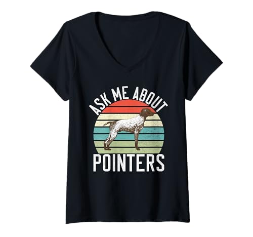 Damen Fragen Sie Mich nach Pointers Dog T-Shirt mit V-Ausschnitt von Pointer Gifts