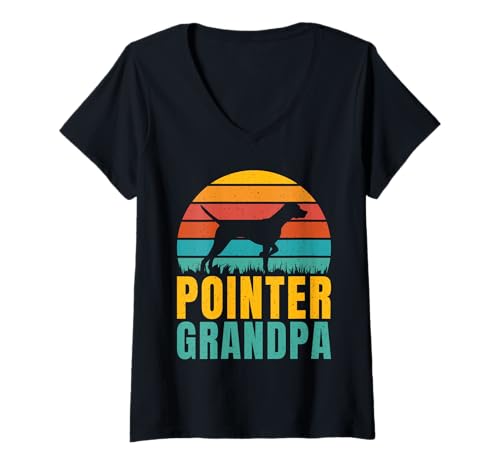 Damen Pointer Opa Pointer Dog T-Shirt mit V-Ausschnitt Damen Pointer Opa Pointer Dog T-Shirt mit V-Ausschnitt von Pointer Gifts