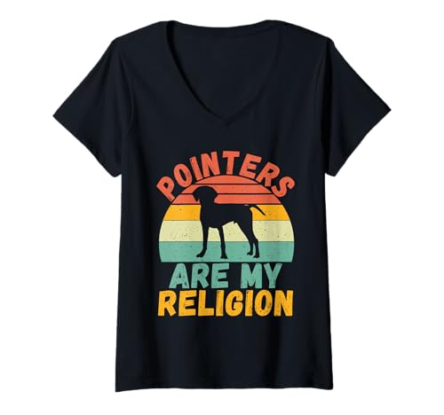 Damen Zeiger sind Mein Religion Pointer Dog T-Shirt mit V-Ausschnitt Damen Zeiger sind Mein Religion Pointer Dog T-Shirt mit V-Ausschnitt von Pointer Gifts
