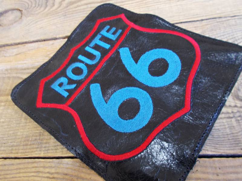 Leder Patch Jacke, Motorrad, Route 66 Patch, Reiter Jägerjacke, Rucksack, Stickerei, Taschen von PointingUp