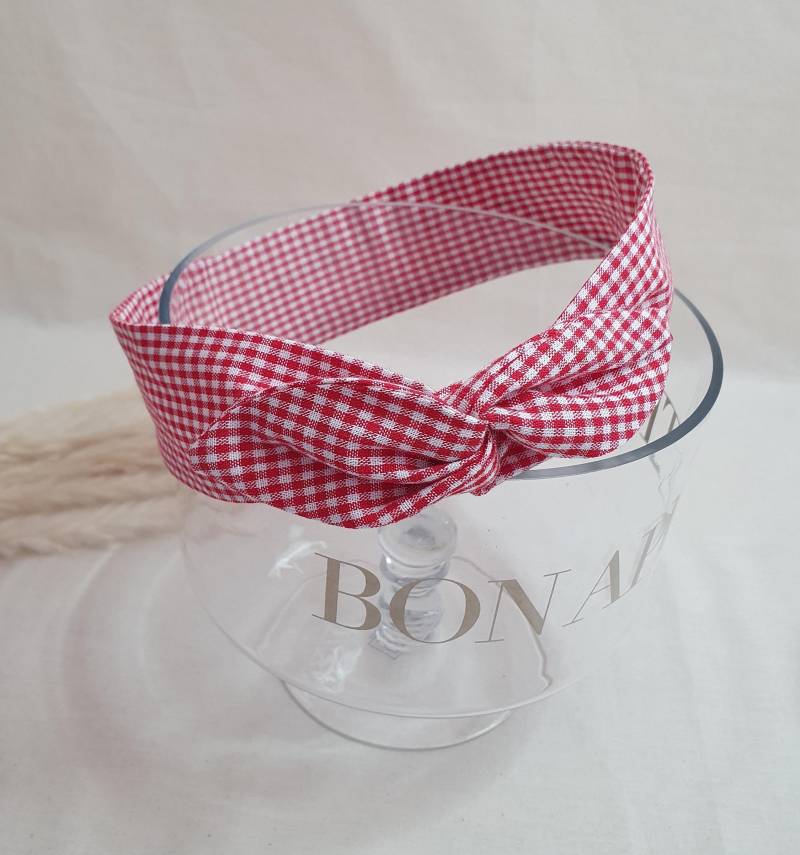 Starres Haarband Stirnband Draht Vichykaro Rot-Weiß von PointsEtPetitsPois