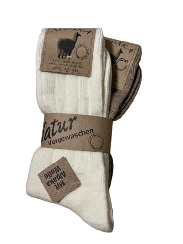 2 Set Alpaka Socken warme Wollsocken Wintersocken Damen Herren (DE/NL/SE/PL, Numerisch, 39, 42, Baige/Hellbraun) von Pointseller24