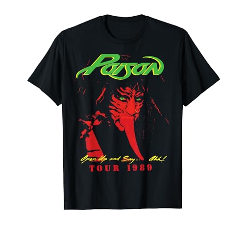 Poison - Tour 1989 T-Shirt - Herren - Schwarz - S - Kurzarm - Klassische Passform - Retro - Band-T-Shirt von Poison Band