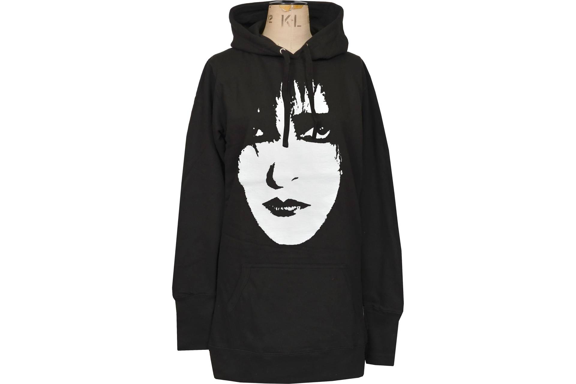 Womens Post Punk Hoodie Kleid Siouxsie & The Banshees Gothic Spellbound | Siouxsie Portrait, White Print von PoisonAltClothing