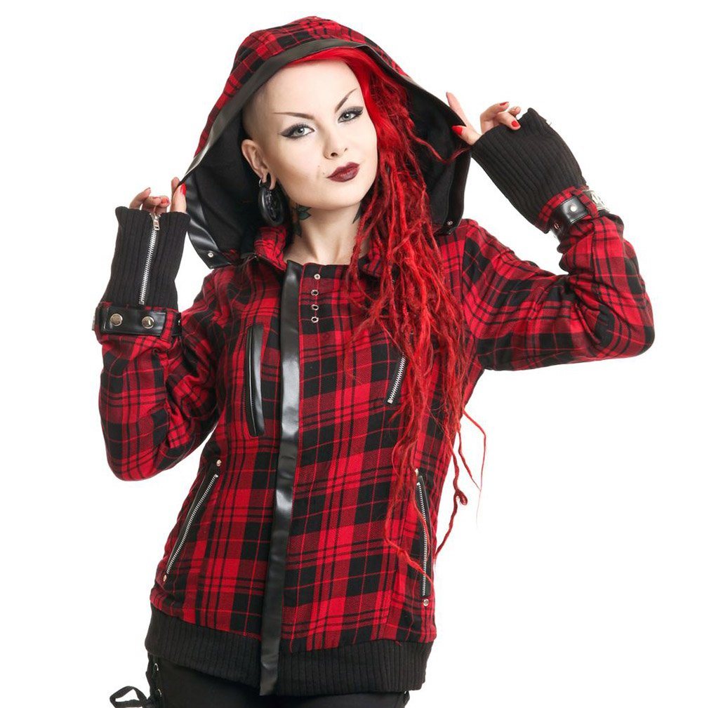 Poizen Industries Blouson Z Jacke Tartan Rot Kariert Punk Rock von Poizen Industries