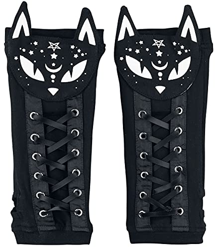 Poizen Industries Dark Kitty Armwärmer Damen Armstulpen Schwarz 95% Baumwolle 5% Elasthan, Schwarz, One size von Poizen Industries