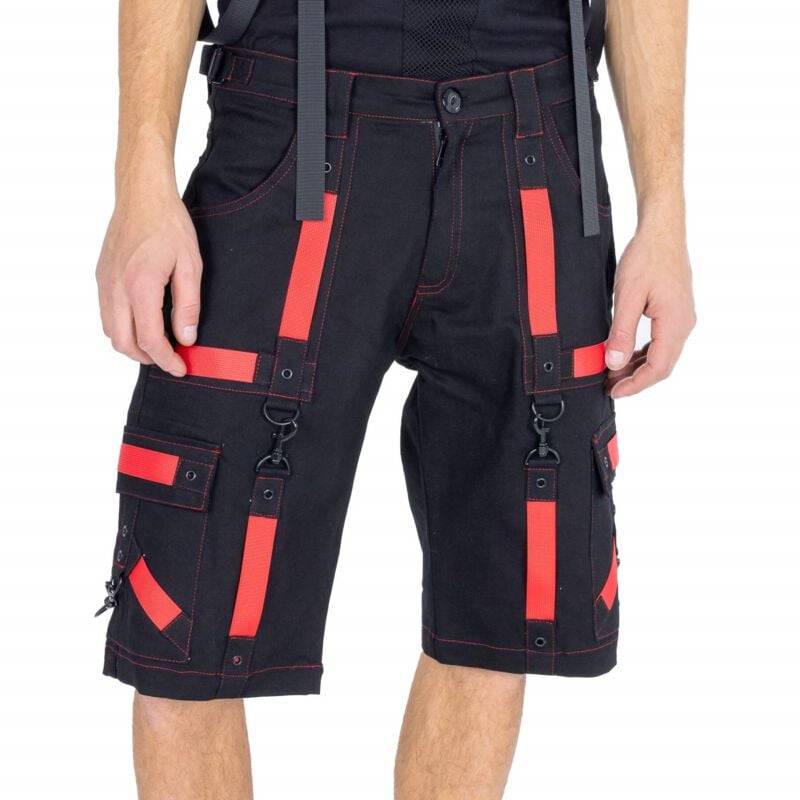 Poizen Industries - Gothic Short - MEMPHIS SHORTS MENS BLACK/RED - 32 bis 36 - für Männer - Größe 32 - schwarz/rot von Poizen Industries