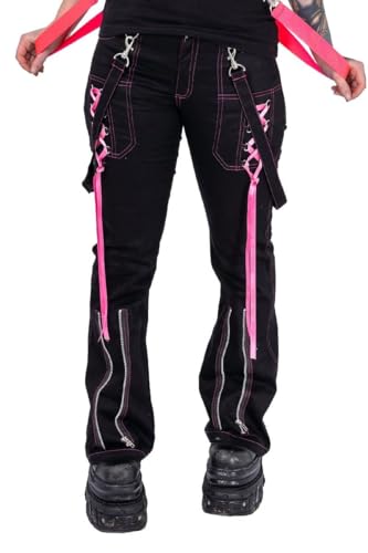 Poizen Industries Hose Fuse Cyber Goth Pants Riemen Rave Trousers Visual Kei, Größe:32 von Poizen Industries