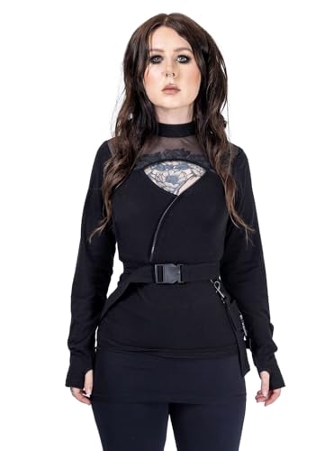 Poizen Industries Langarm Shirt Derora Wickeltop Mesh Schnalle, Größe:XXL von Poizen Industries