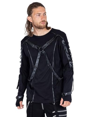 Poizen Industries Langarmshirt Linus Top Industrial Gothic Longsleeve mit Schnürung, Größe:XXL von Poizen Industries