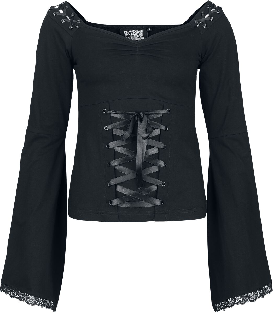Poizen Industries Langarmshirt - Maelys Top - S bis XXL - für Damen - Größe XL - schwarz von Poizen Industries