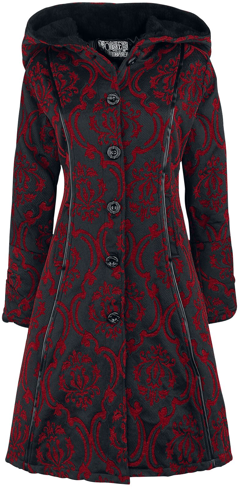 Poizen Industries Mantel - Mansion Coat - S bis 4XL - für Damen - Größe 3XL - rot/schwarz von Poizen Industries