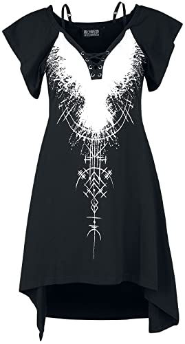 Poizen Industries Summoner Dress Frauen Mittellanges Kleid schwarz/weiß 4XL Poizen Industries Summoner Dress Frauen Mittellanges Kleid schwarz/weiß 4XL von Poizen Industries