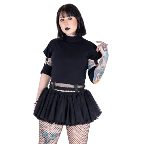 Poizen Industries Tutu Cala Schwarz Gothic Lolita Rave Skirt Cyber Punk Visual Kei, Größe:Einheitsgröße von Poizen Industries