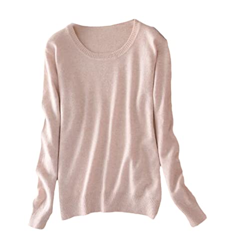 BeerMmay Damen Pullover Kaschmir Pullover O-Ausschnitt Langarm Sweater Knit Sweater, beige, L von BeerMmay