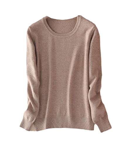 Damen Pullover Kaschmir Pullover O-Ausschnitt Langarm Sweater Knit Sweater, camel, XX-Large von Pokem&Hent