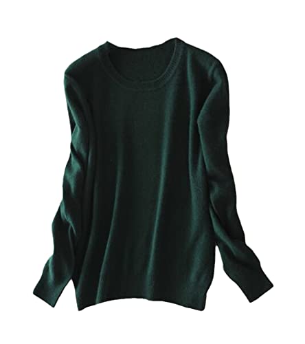 Damen Pullover Kaschmir Pullover O-Ausschnitt Langarm Sweater Knit Sweater, dunkelgrün, L von Pokem&Hent