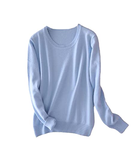 Damen Pullover Kaschmir Pullover O-Ausschnitt Langarm Sweater Knit Sweater, himmelblau, S von Pokem&Hent